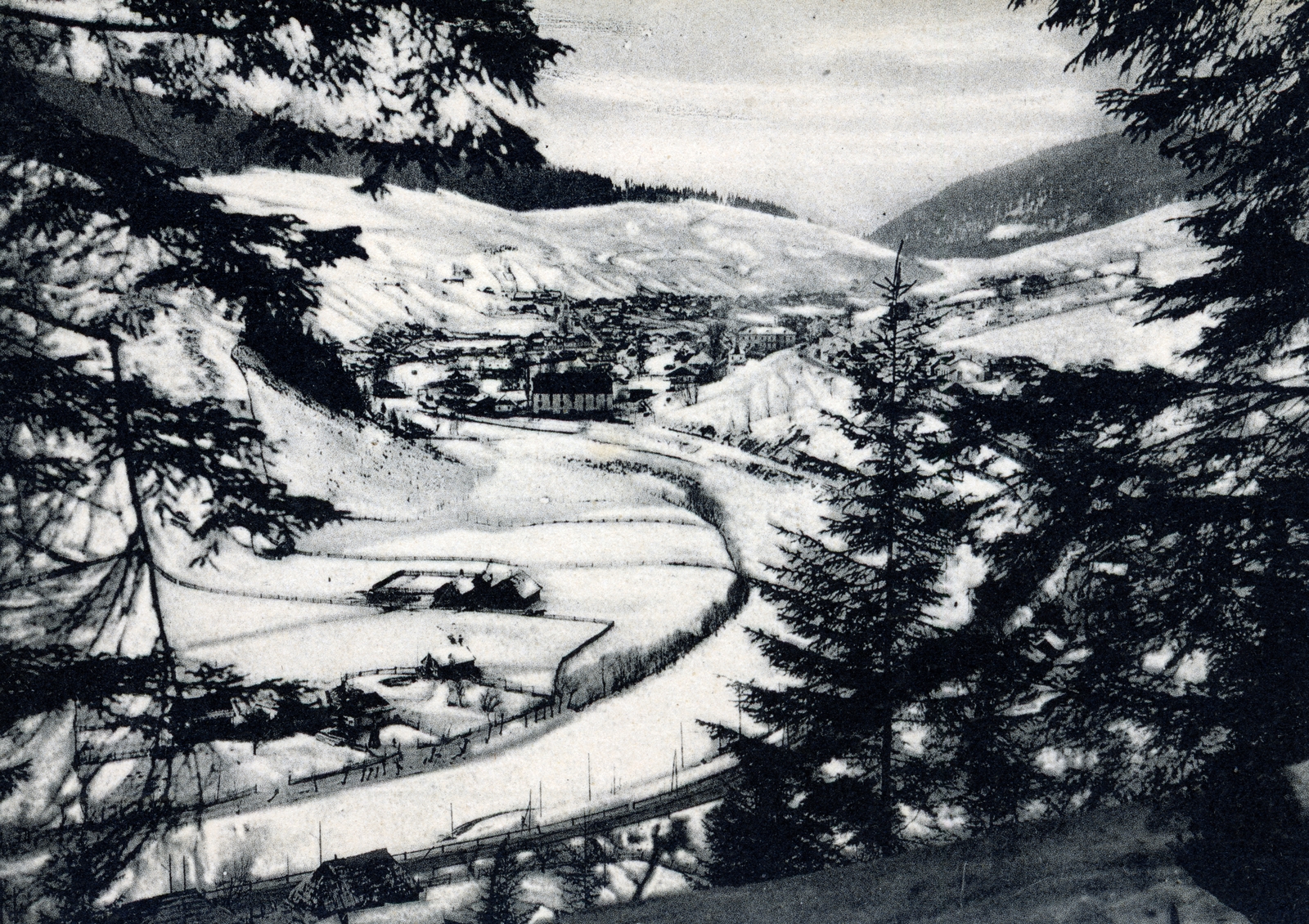 Romania, kilátás a Beszterce / Bistrița folyó és város felé., 1917, Vízkelety László, Fortepan #227326