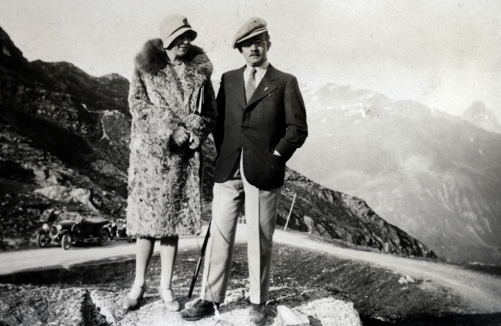 1929, Vízkelety László, hat, hillside, excursion, walking cane, Fortepan #227450