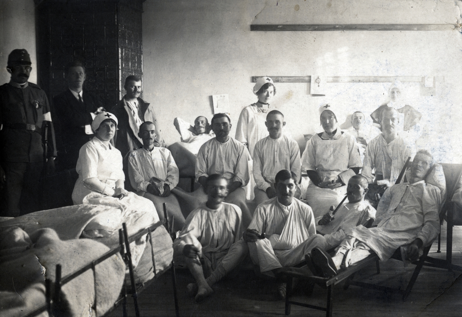 1916, Vízkelety László, medical institution, First World War, war wounds, nurse, deck chair, Fortepan #227525
