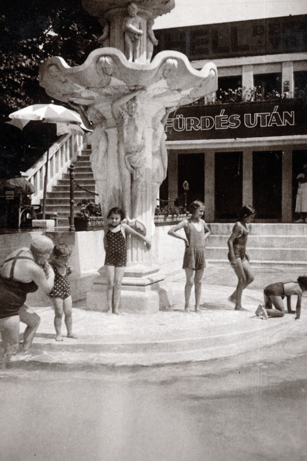 1936, Vízkelety László, strand, szoborcsoport, Fortepan #227550