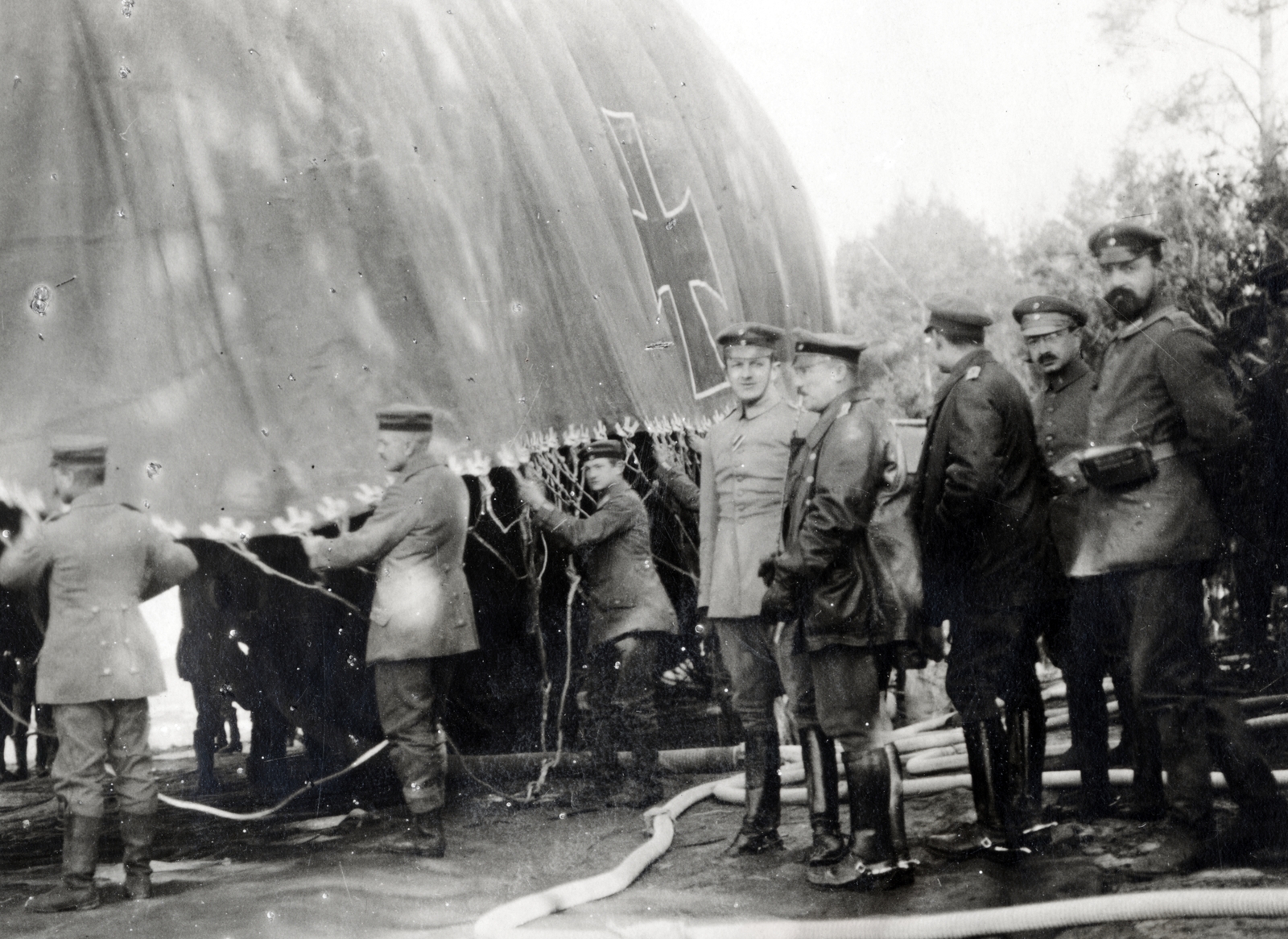 1916, Ábrahám Katalin és László, cap, leather jacket, boots, baloon, Fortepan #228205