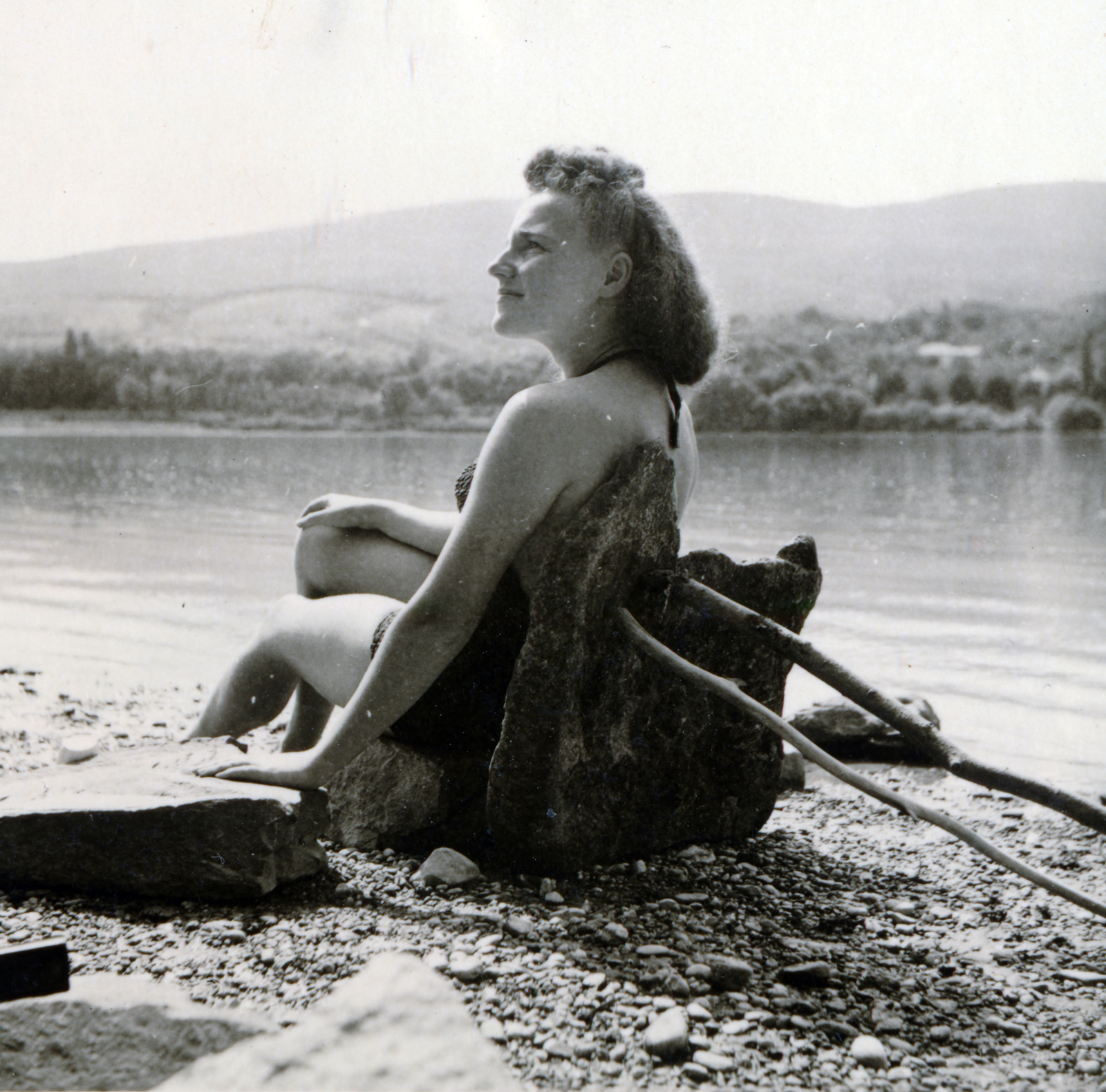 Hungary, Pócsmegyer, Duna-part., 1939, Flanek-Falvay-Kováts, portrait, comfortable, sitting, Fortepan #228532