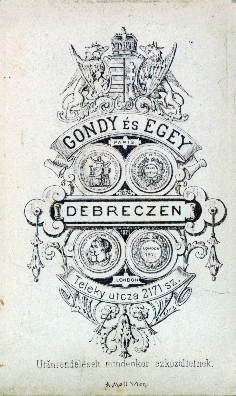 Magyarország, Debrecen, Teleki utca 2171, Gondy és Egey fényképészek., 1900, Ábrahám Katalin és László, hátlap, fényképész, műterem, Fortepan #229032