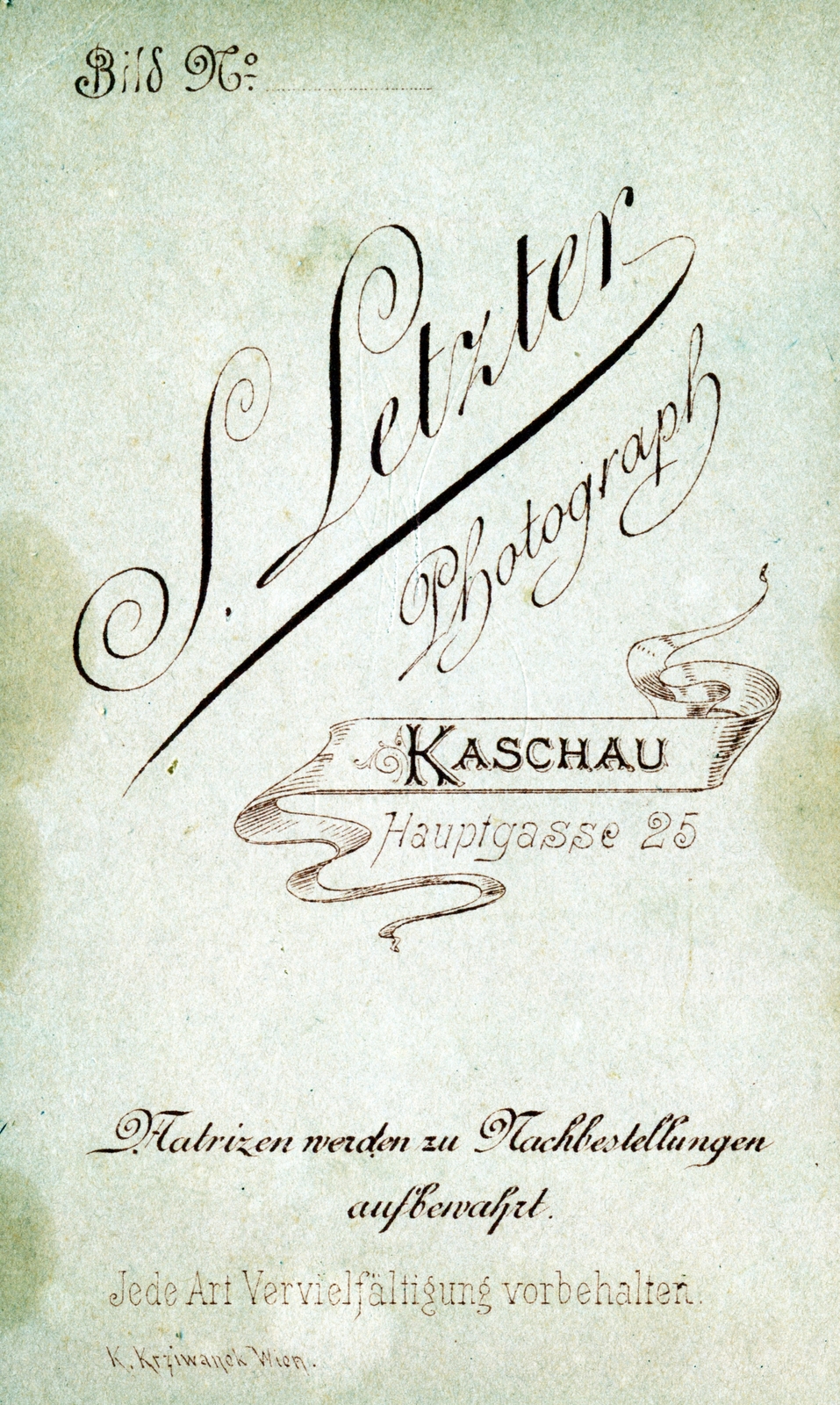 Kassa, 1900, Ábrahám Katalin és László, hátlap, fényképész, műterem, Fortepan #229061