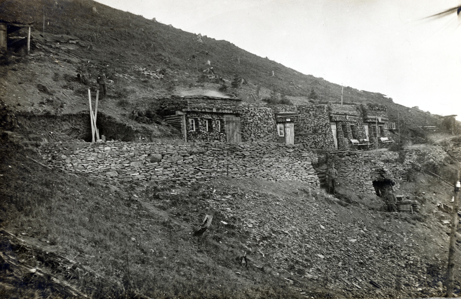 1915, Ábrahám Katalin és László, hillside, bench, Fortepan #229082