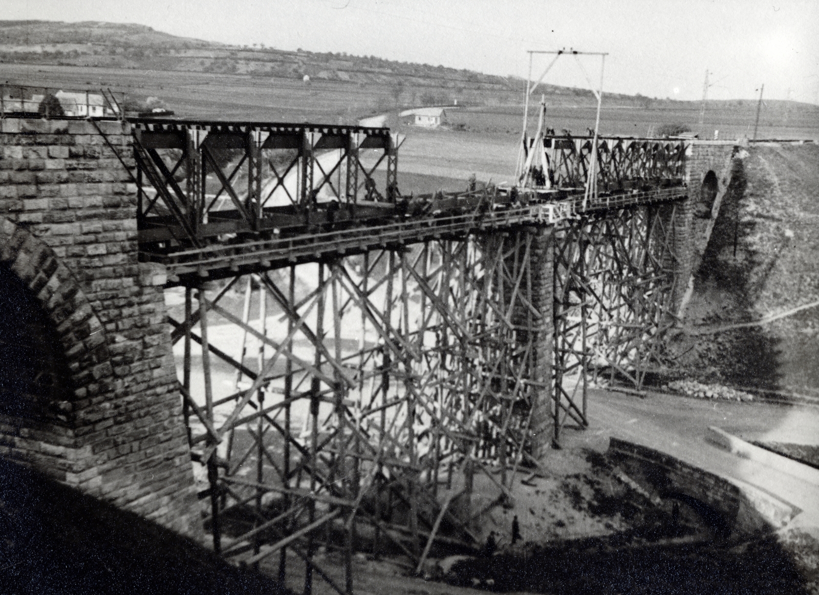 Hungary, Biatorbágy, a vasúti viadukt átépítése., 1933, Flanek-Falvay-Kováts, Fortepan #229209