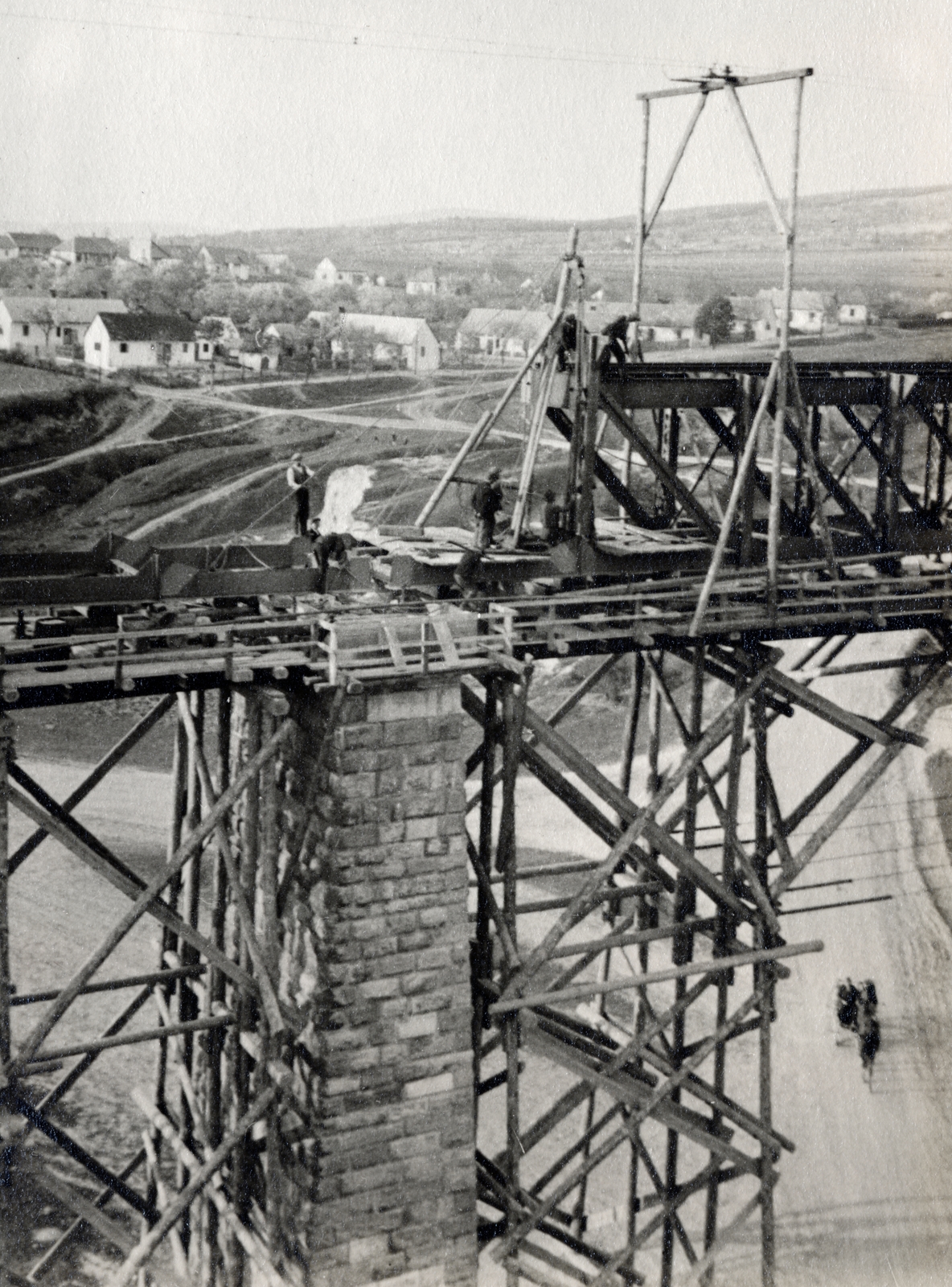 Magyarország, Biatorbágy, a vasúti viadukt átépítése., 1933, Flanek-Falvay-Kováts, viadukt, Fortepan #229211