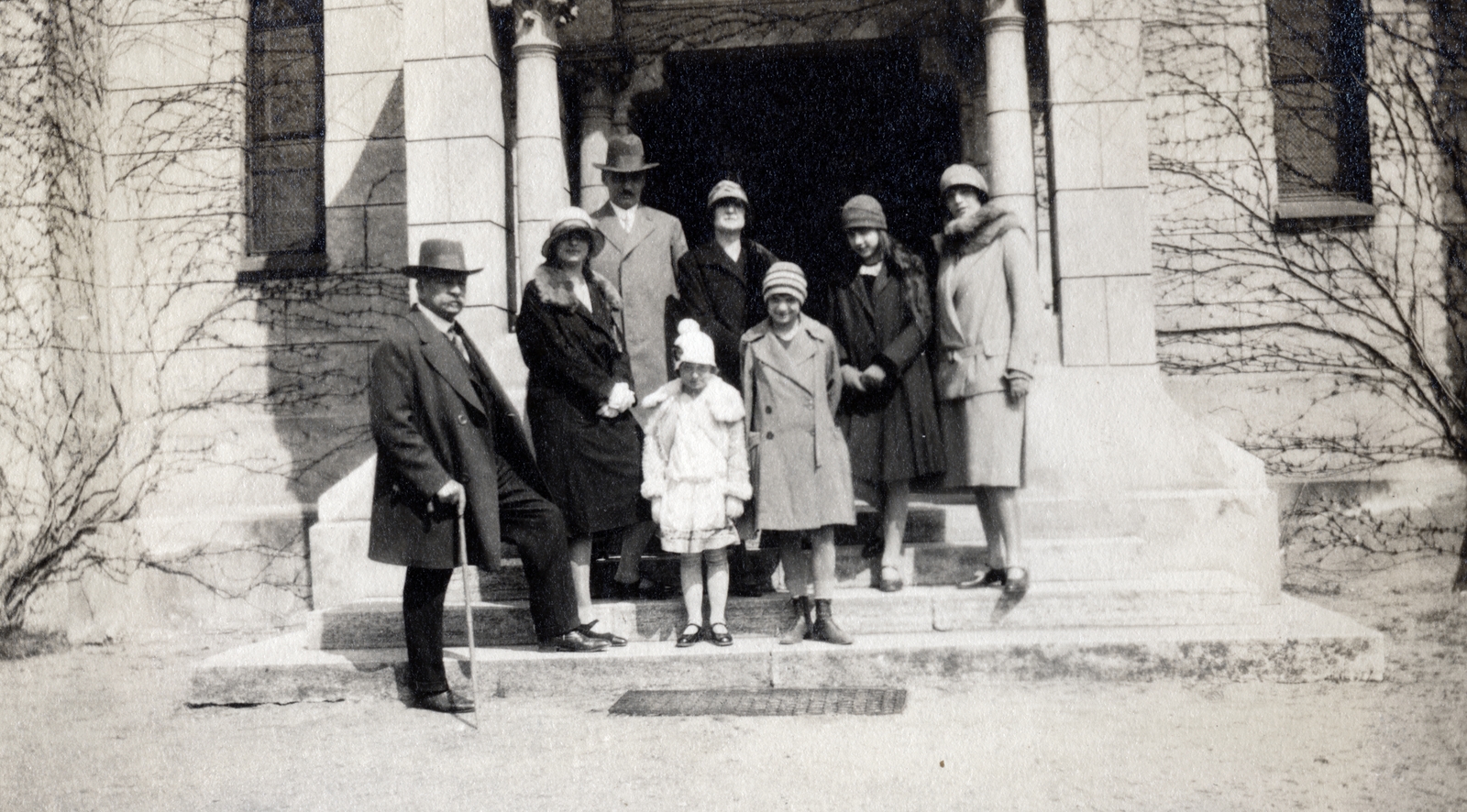 1922, Papp Éva, család, télikabát, lépcső, Fortepan #229258