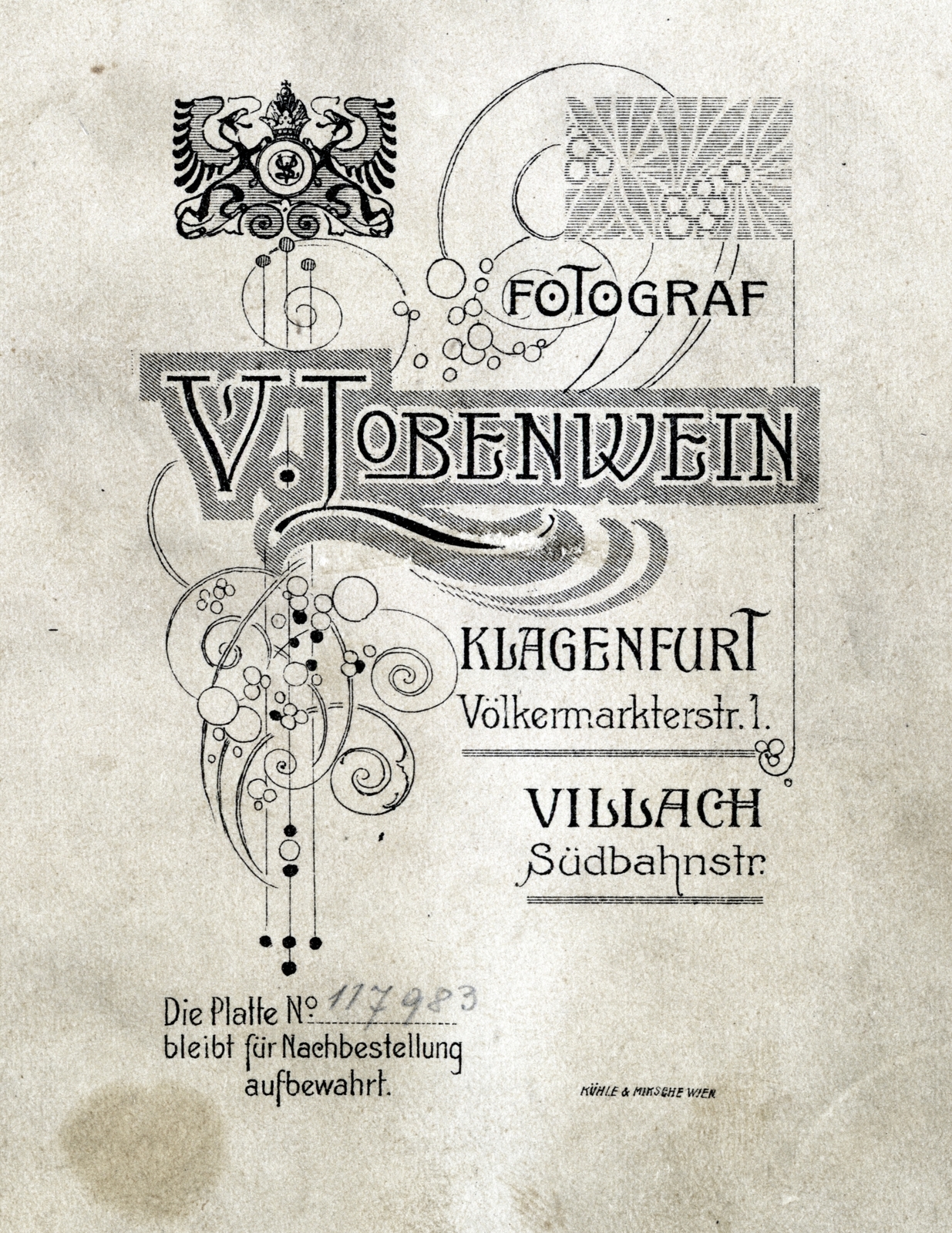 Klagenfurt, 1902, Schermann Ákos, hátlap, fényképész, műterem, Fortepan #229468