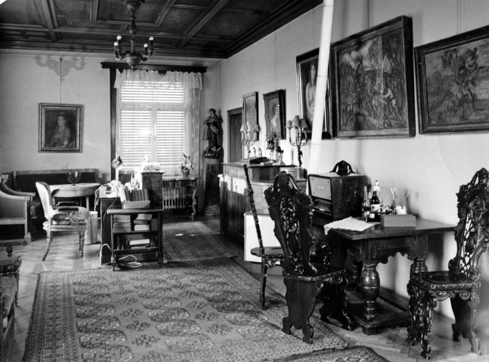 1942, Fortepan/Album087, kazettás mennyezet, festmény, rádió, Fortepan #230149