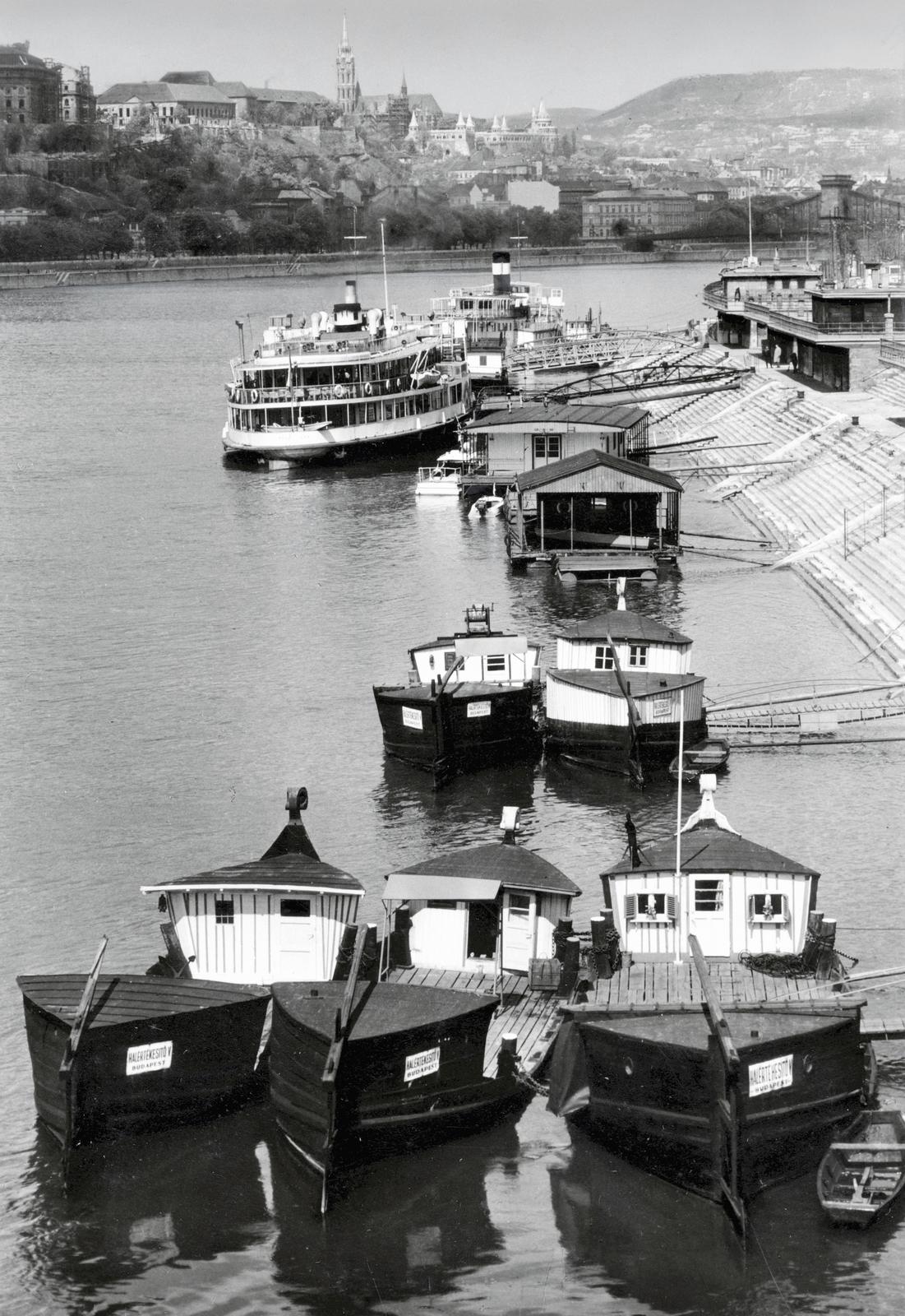 1963, Fortepan/Album087, ship, Danube's shore, Fortepan #230229