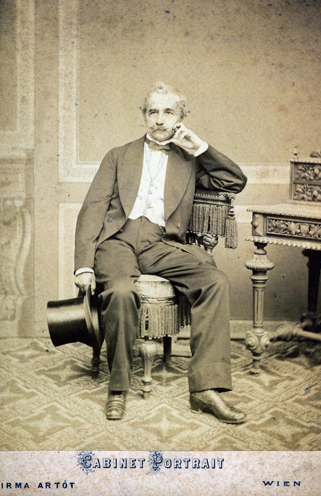 1900, Miklósy Judit, cilinder, férfi, kabinetfotó, Fortepan #230518