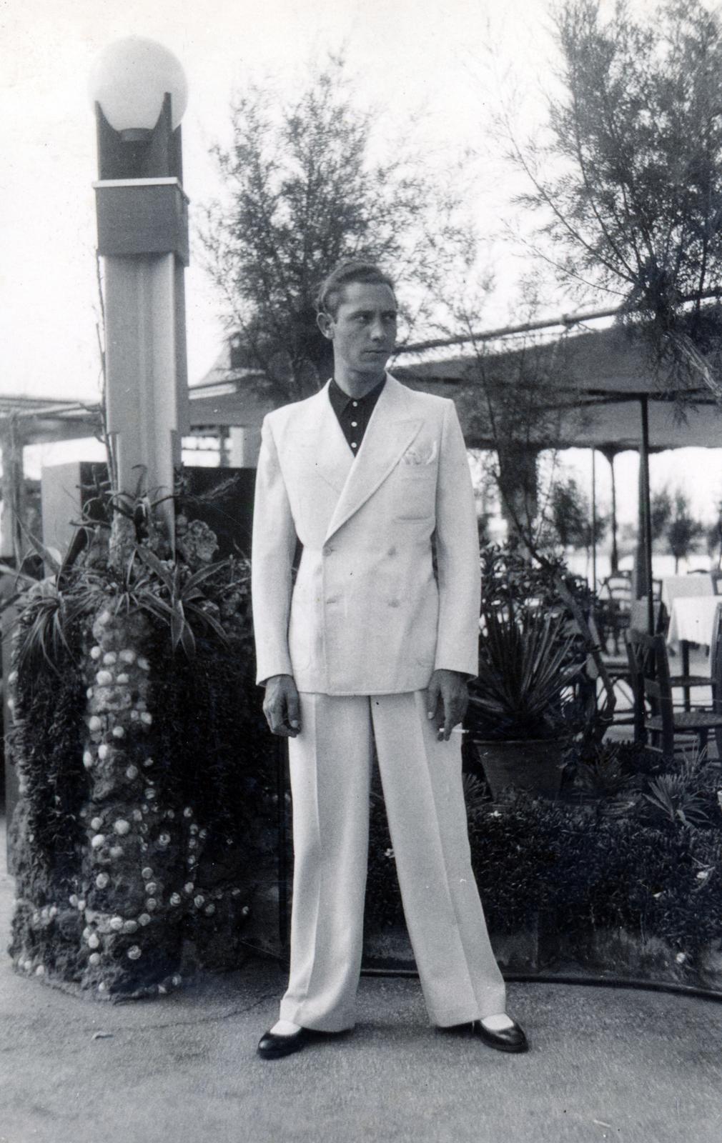 1935, Cserey Zoltán, Best of, light, suit, fashion, palm tree, man, Fortepan #231012