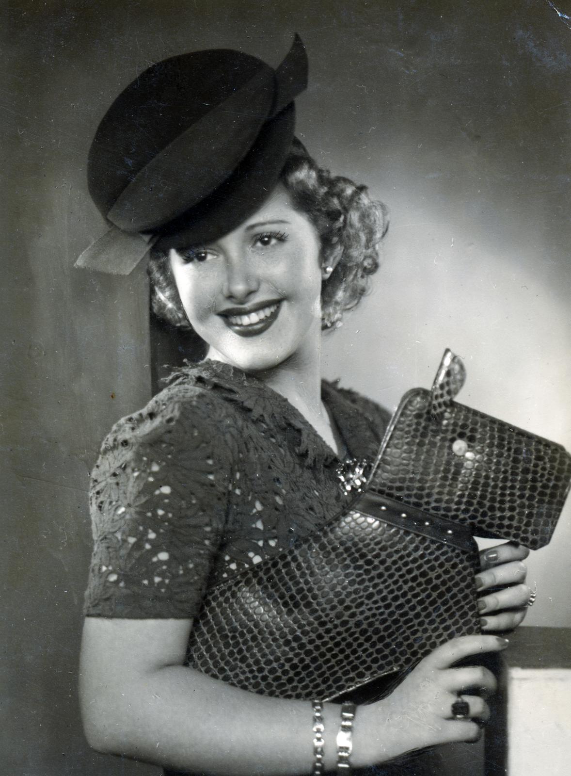 1936, Cserey Zoltán, retikül, ékszer, divatfotó, kalap, portré, Fortepan #231063