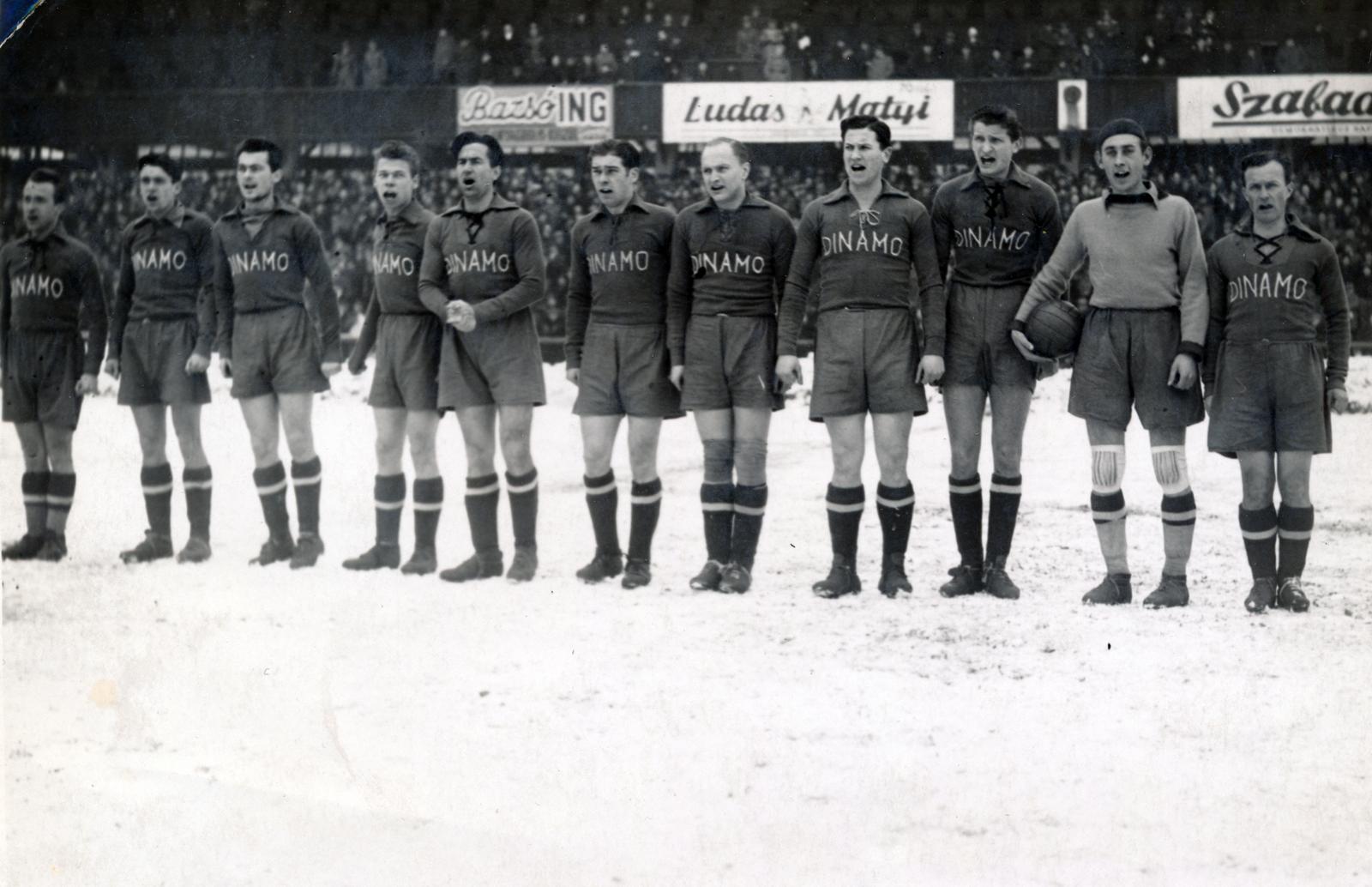 Hungary, Budapest IX., FTC-stadion, Vasas-Dinamo Zágráb 1:0 (0:0) nemzetközi mérkőzés 1947. február 16-án., 1950, Cserey Zoltán, Budapest, Fortepan #231116