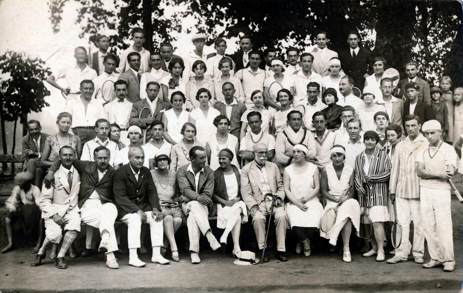 1928, Gubcsó család, tableau, white dress, tennis rackets, Fortepan #231166