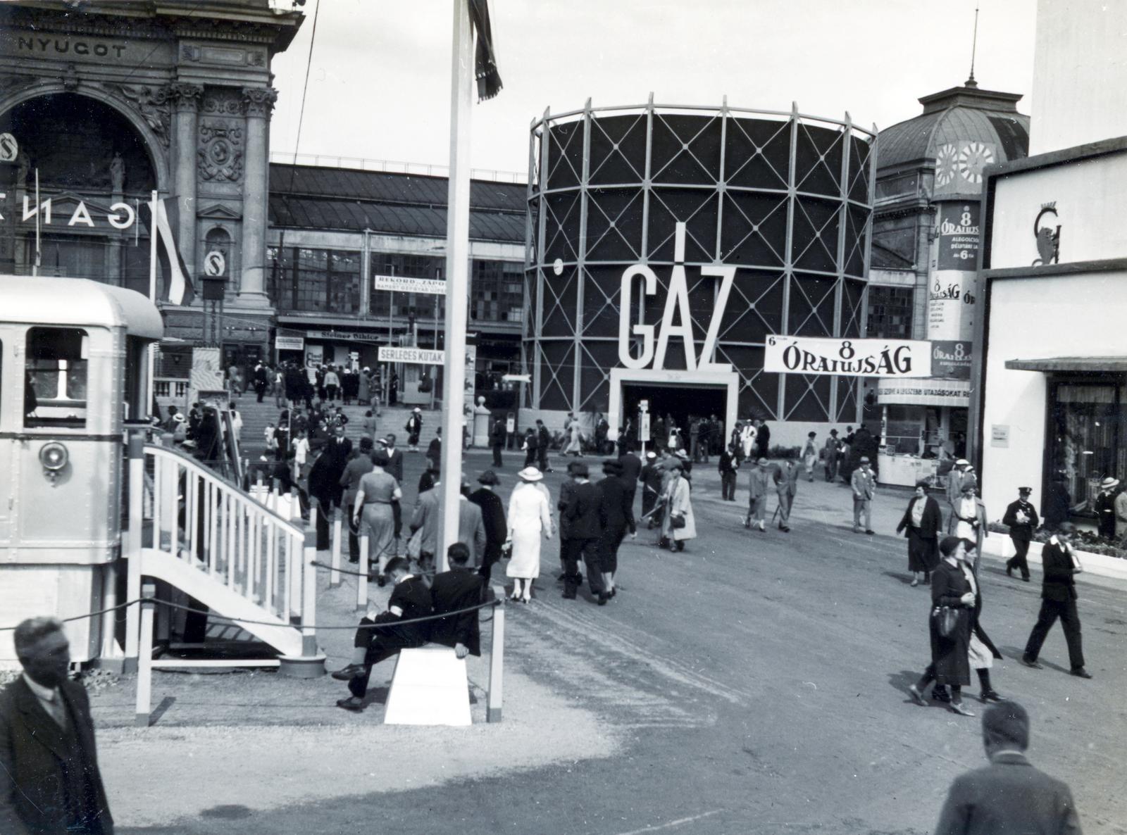 1936, Bor Dezső, Best of, fair, weed, train station, ad, international fair, Ganz-brand, Fortepan #231329