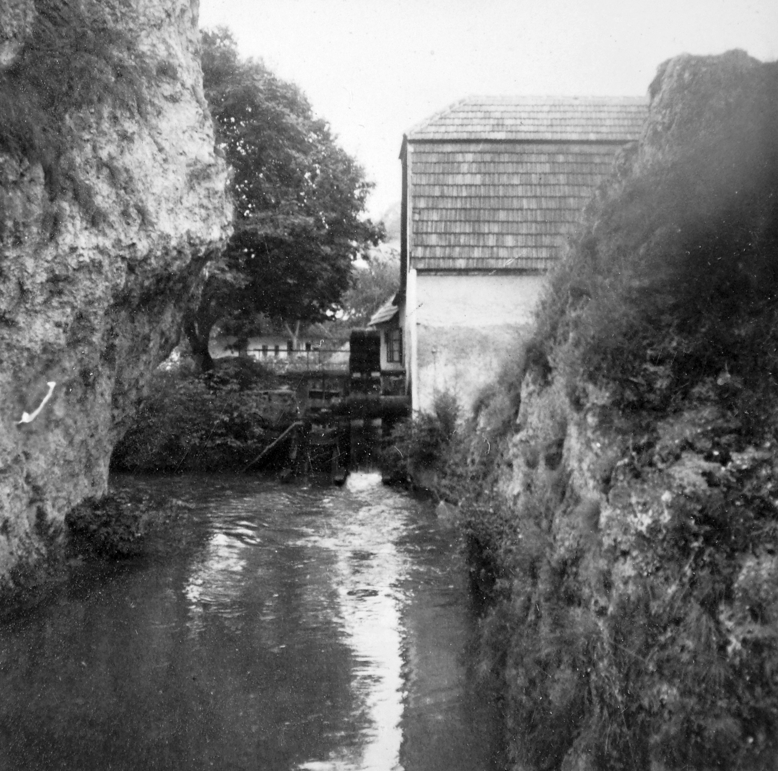Hungary, Veszprém, Ring-malom a Benedek-hegy alatt., 1933, Fortepan, Mill, watermill, mill race, Fortepan #23145