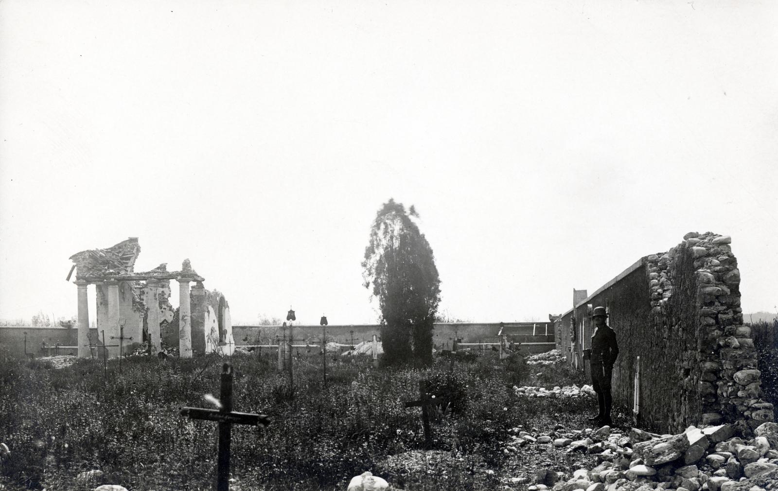 1918, Bor Dezső, cemetery, ruins, headstone, Fortepan #231485