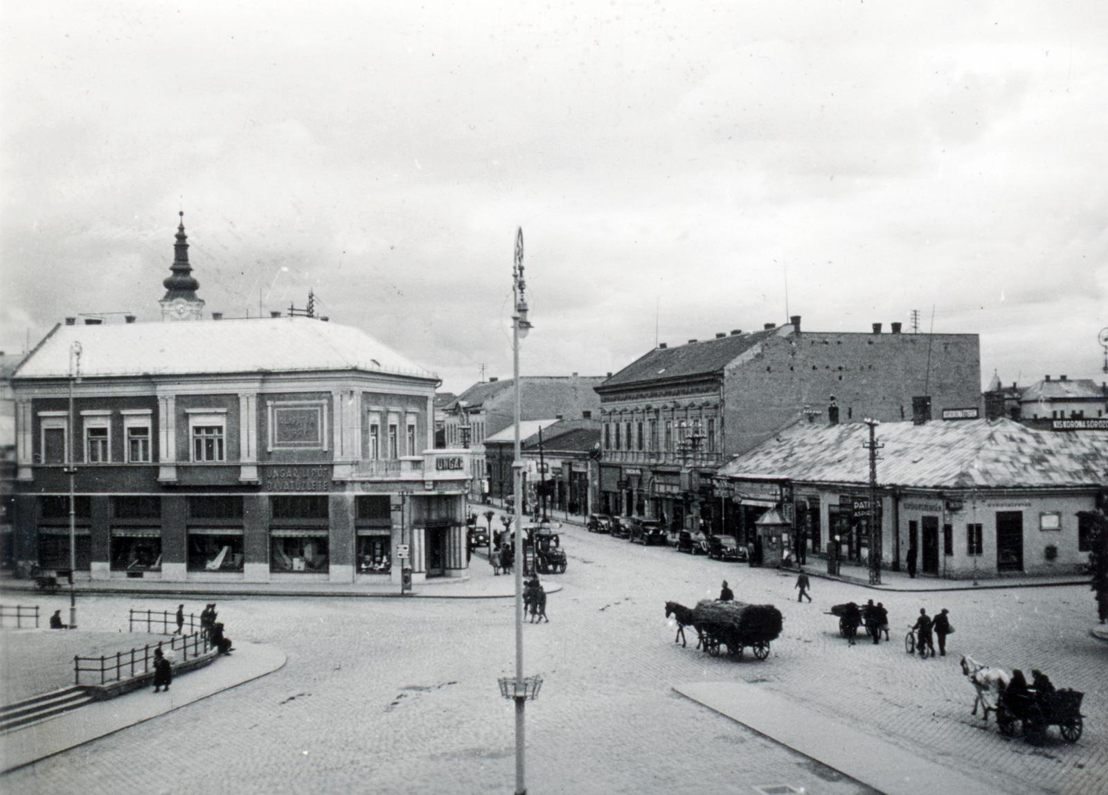 Hungary, Nyíregyháza, Kossuth tér, szemben a Luther utca., 1942, Bor Dezső, Fortepan #231608