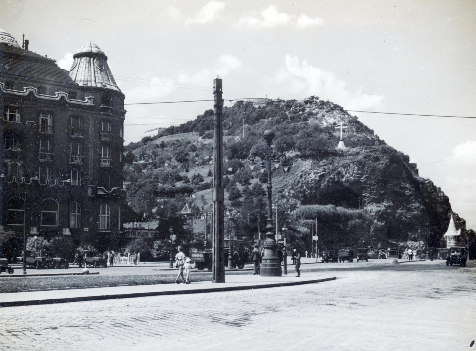 Hungary, Budapest XI., Szent Gellért tér., 1936, Bor Dezső, Budapest, hillside, cross, Fortepan #231718