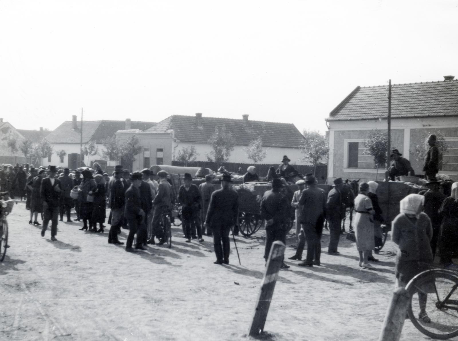 1934, Bor Dezső, bicycle, market, Fortepan #231786