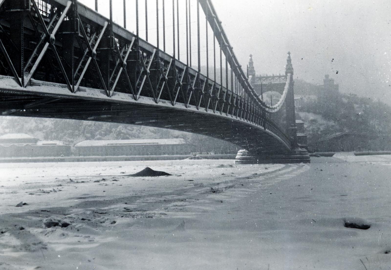 1934, Bor Dezső, Duna-bridge, winter, ice breaking, Fortepan #231795