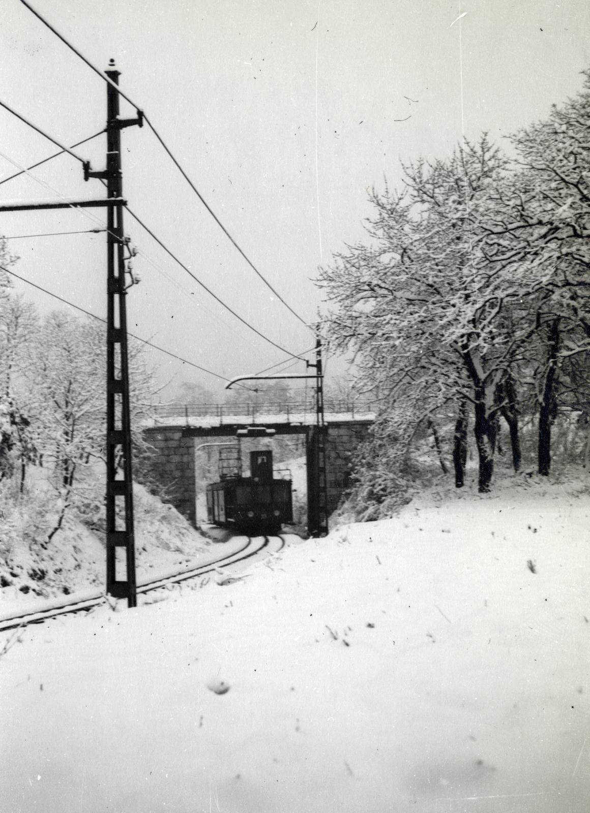 Hungary, untitled, Budapest XII., Fogaskerekű, a felvétel az Agancs úti hídnál készült., 1935, Bor Dezső, funicular train, narrow-gauge railway, Budapest, Fortepan #231936