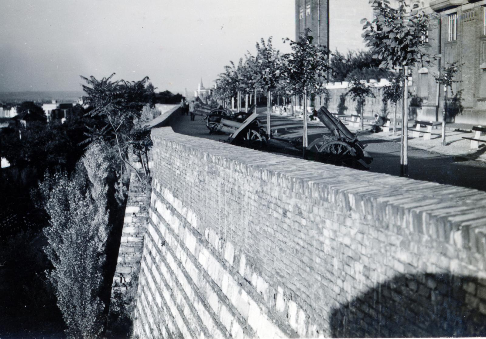 1932, Bor Dezső, castle wall, cannon, alley, Fortepan #232200