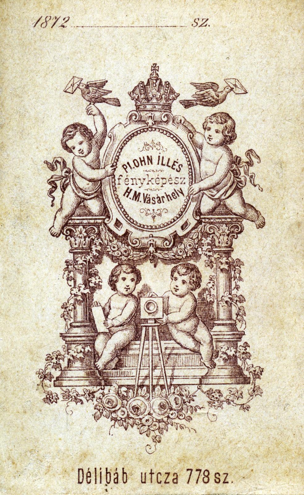 Hódmezővásárhely, 1900, Losonci Rita dr., hátlap, fényképész, műterem, Fortepan #232364