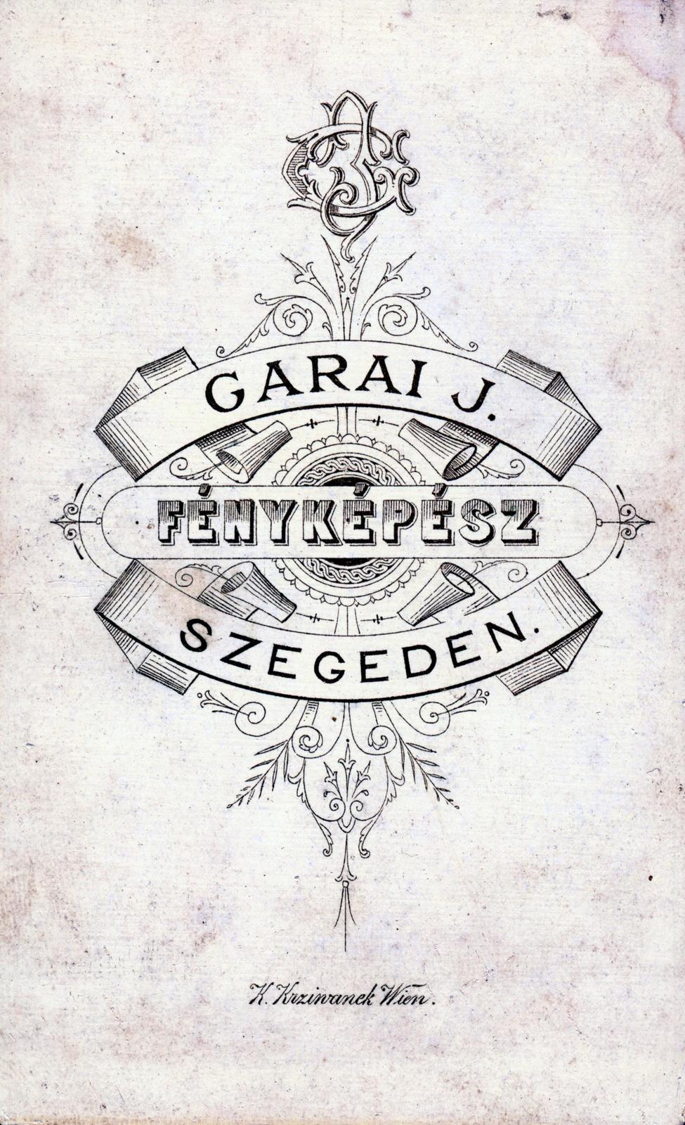 Magyarország, Szeged, Somogyi utca 19. / 24., Garai Ignác fényképész., 1900, Losonci Rita dr., hátlap, fényképész, Fortepan #232365
