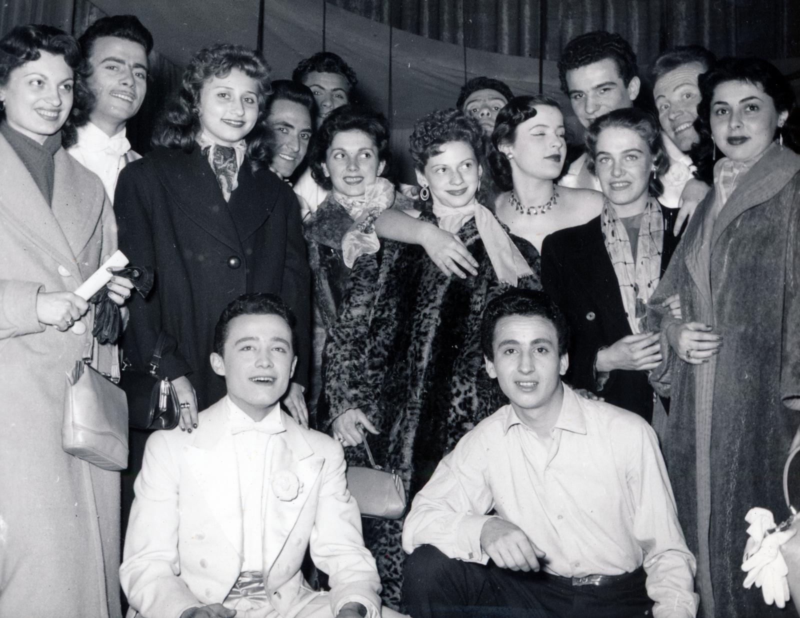 1957, Virány László, youth, tableau, fur coat, Fortepan #232507