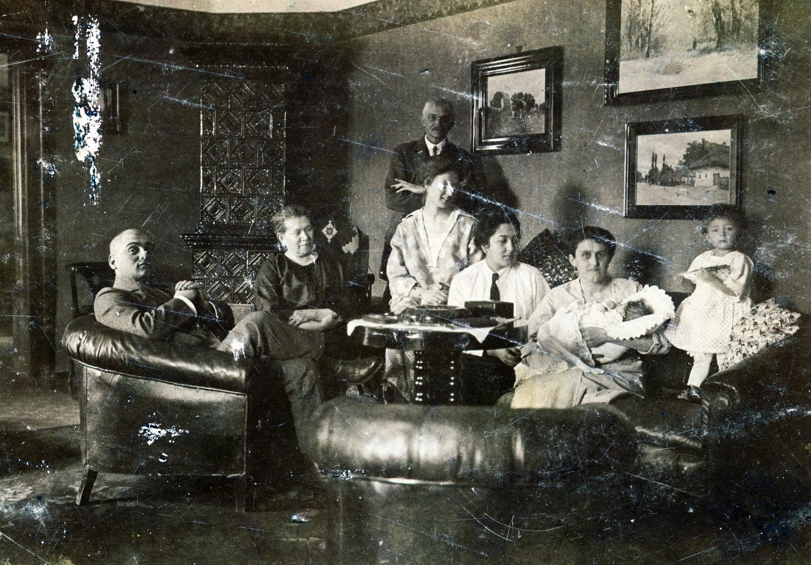 1918, Aczél Frigyes, tile stove, painting, Fortepan #232722