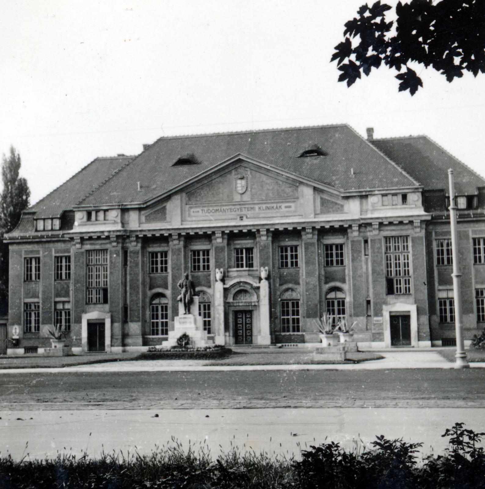 Magyarország, Debrecen, Nagyerdei körút 98., Kisfaludi Strobl Zsigmond alkotása, Tisza István szobra (1926) a Debreceni Egyetem Klinikai Központ előtt., 1940, Tordai György, Tisza István-ábrázolás, Fortepan #233053