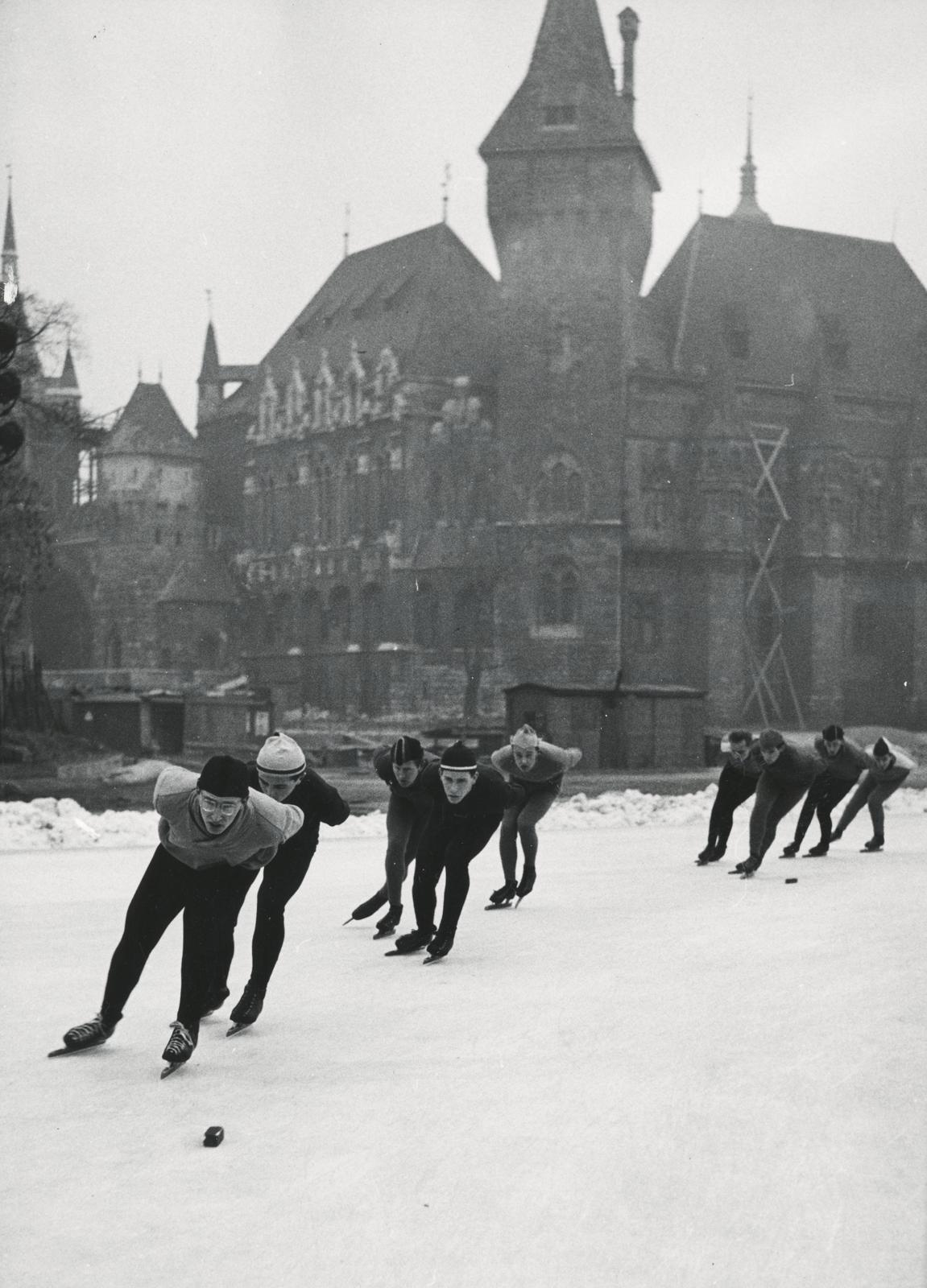 1954, Thaly Gergely, jégpálya, Fortepan #233625