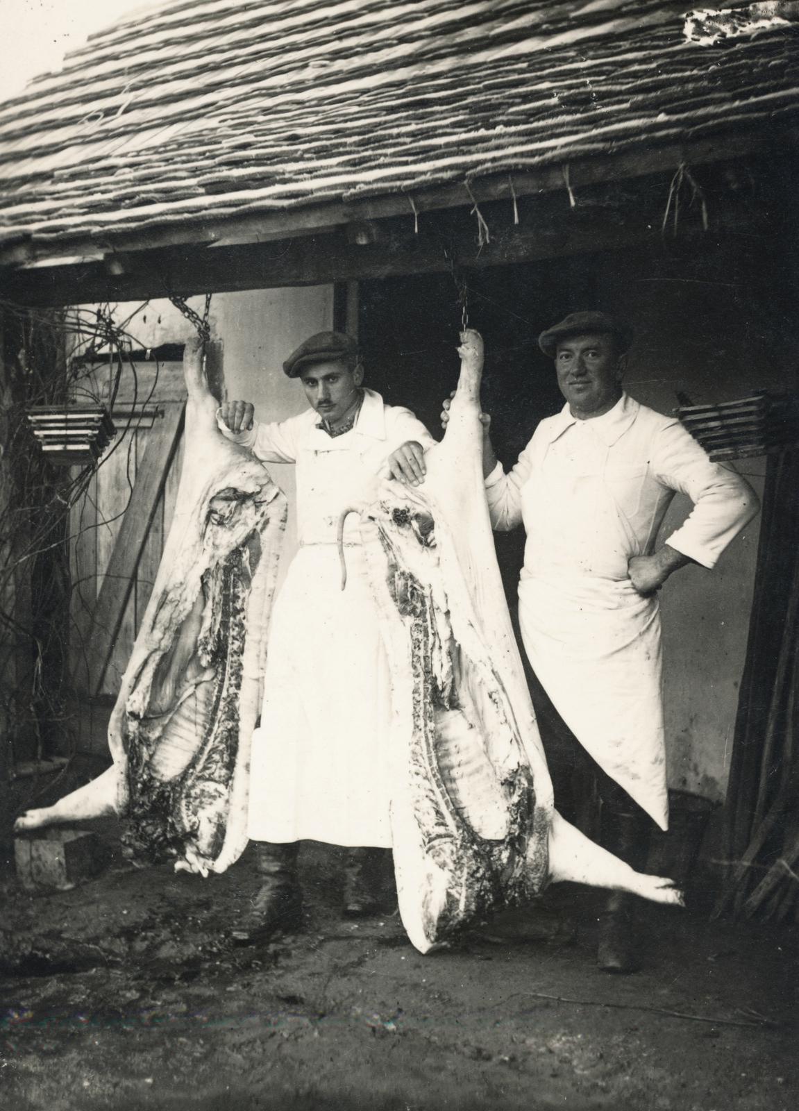 1950, Büki család, hentes, állatvágás, Fortepan #233689