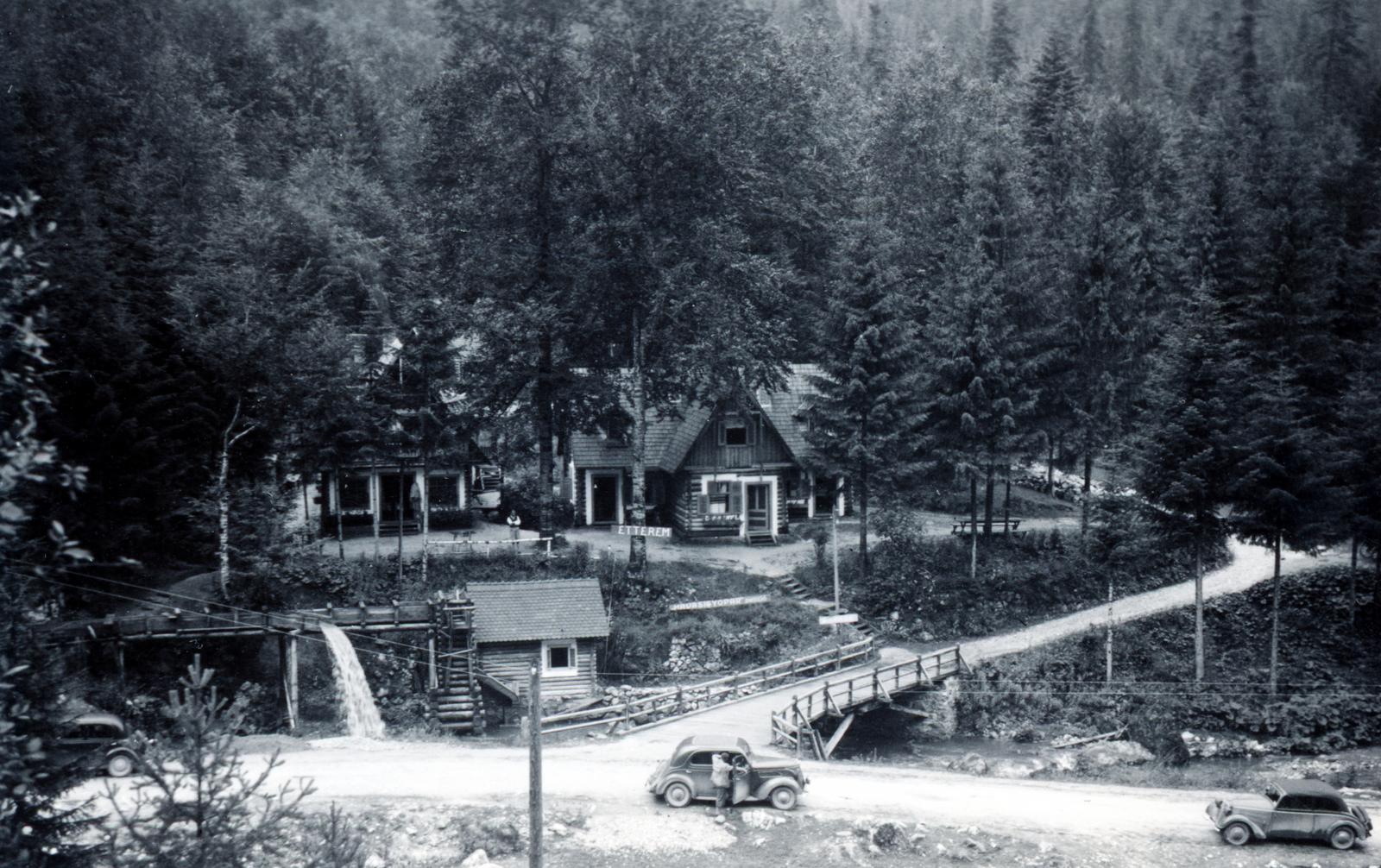 Romania,Transylvania, Bicaz Canyon, a Békás-patak túlpartján a "Havasi gyopár" pansio., 1945, Mikolay Károly, Fortepan #233932