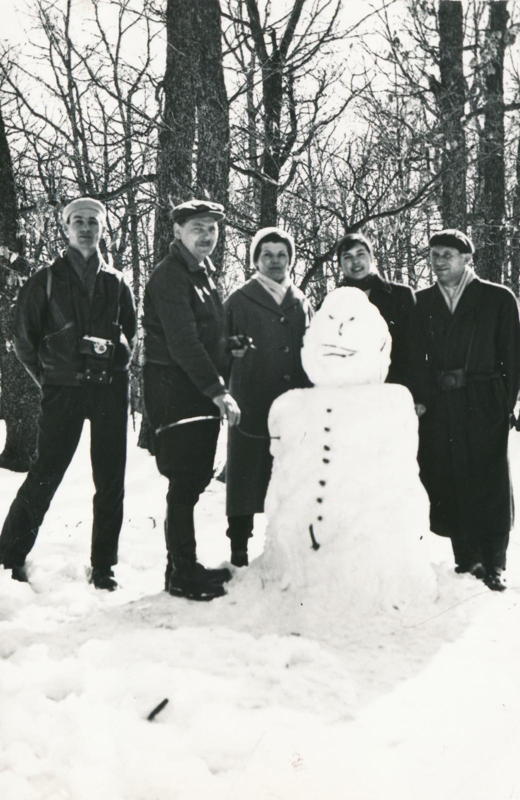 1955, Lelkes Ilka, camera, snowman, Fortepan #234048