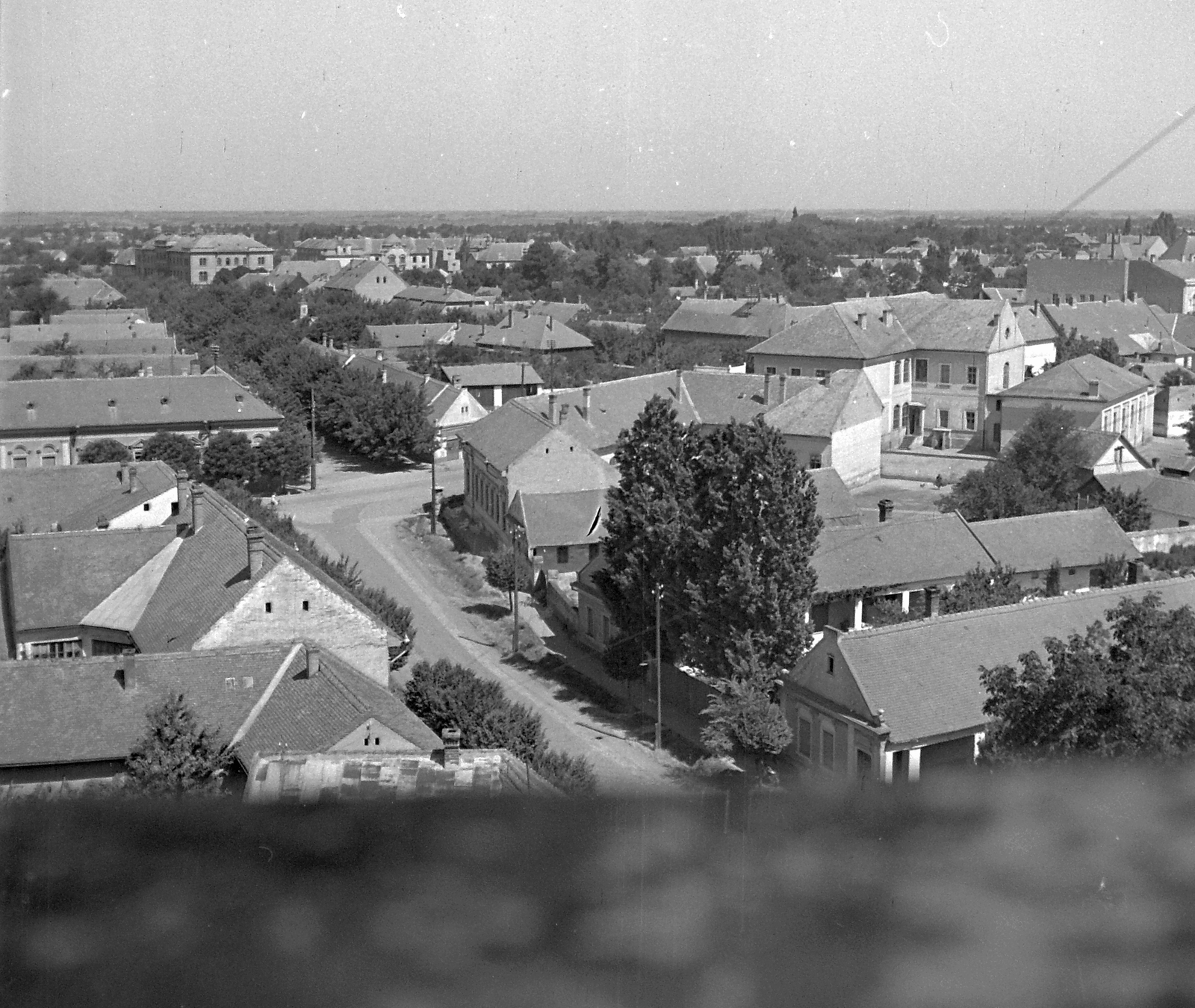 Hungary, Makó, kilátás a református ótemplom tetejéről., 1951, Építész, picture, roof, Fortepan #23412