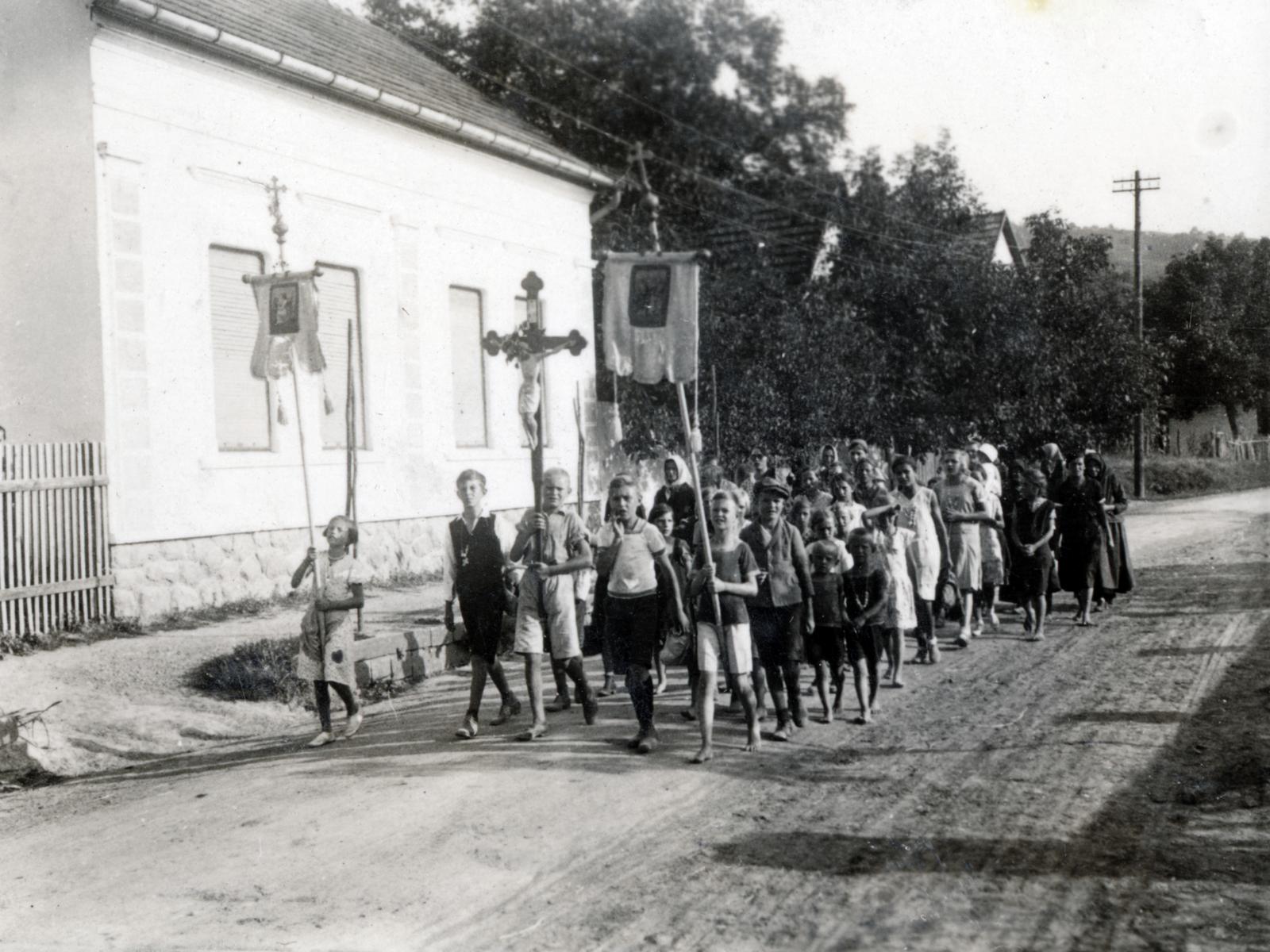 1936, Gödi Digitális Fotóarchívum, körmenet, Fortepan #234217