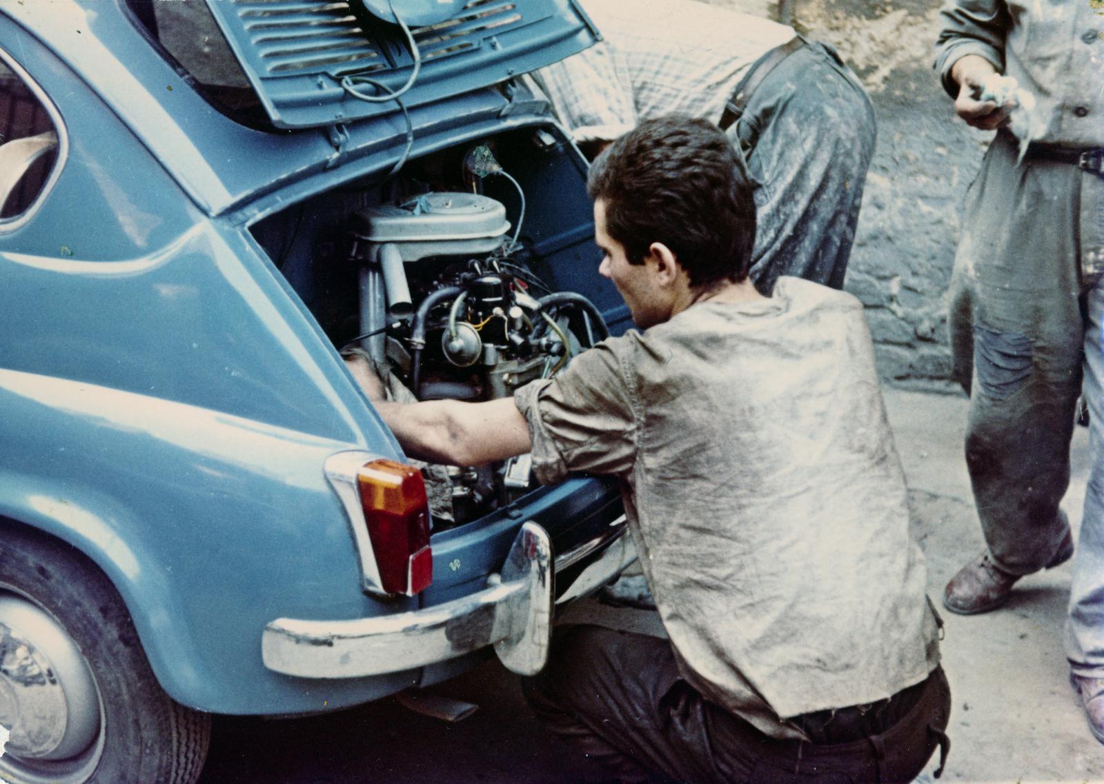 1960, Hegyvidéki Helytörténeti Gyűjtemény, színes, autójavítás, Fiat 600, Fortepan #234612