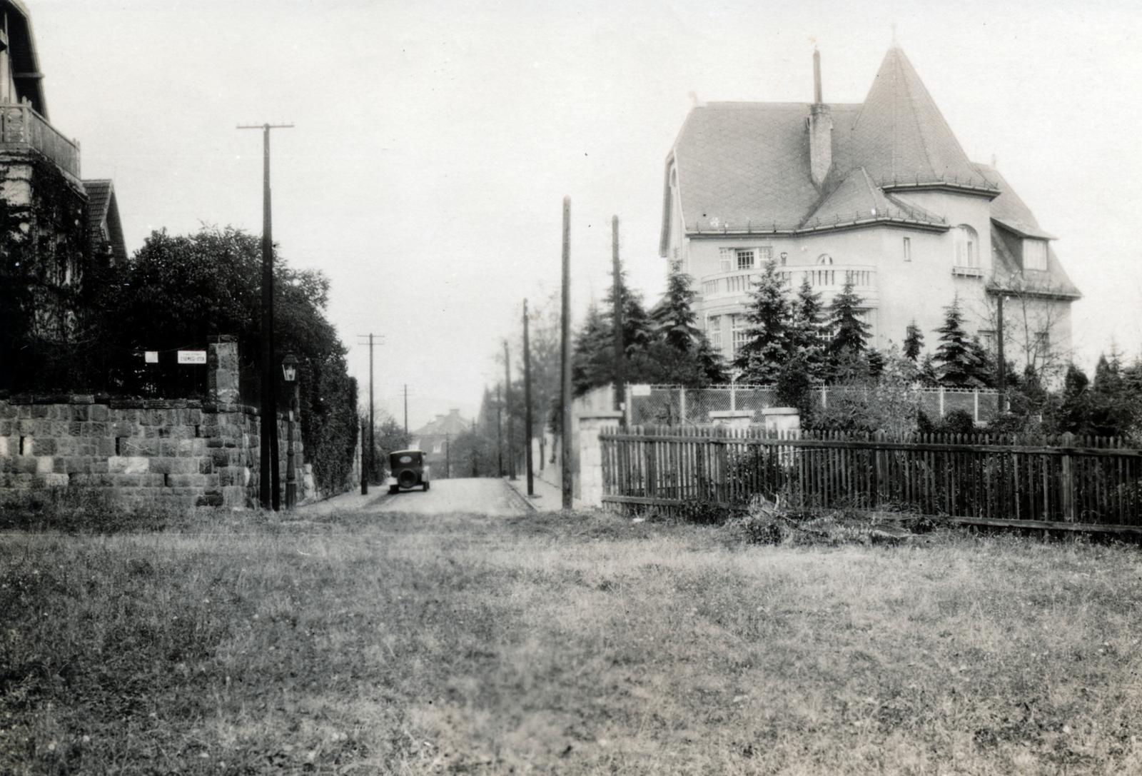 Hungary, Budapest XII., Csemegi utca 6-os számú beépítetlen telek, szemben a Karap utca, jobbra a 16-os számú villa látható., 1929, Hegyvidéki Helytörténeti Gyűjtemény, Budapest, Fortepan #234793
