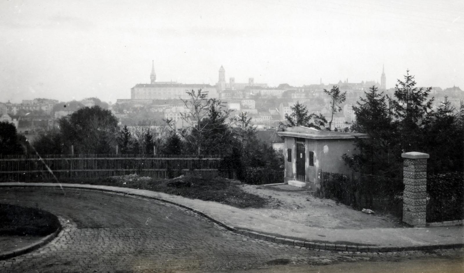 Magyarország, Budapest XII., Ráth György utca, szemben a Roskovics utca torkolata, távolban a budai Vár épületei láthatók., 1929, Hegyvidéki Helytörténeti Gyűjtemény, Budapest, látkép, Fortepan #234796