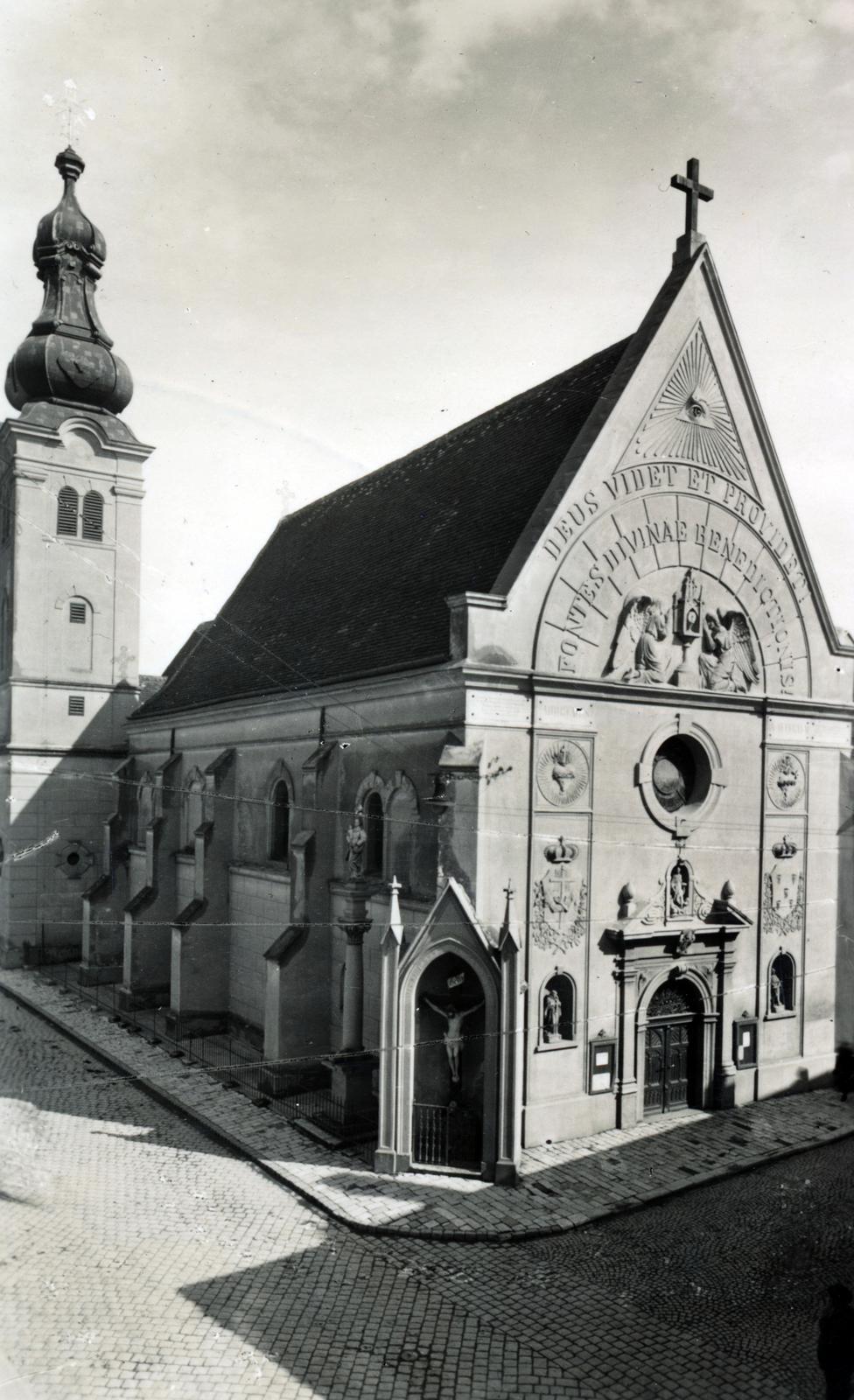 Magyarország, Szombathely, Szent Márton utca, Árpád-házi Szent Erzsébet-templom (ferences templom)., 1940, Lőcsei (Tóth) Péter, Fortepan #234972