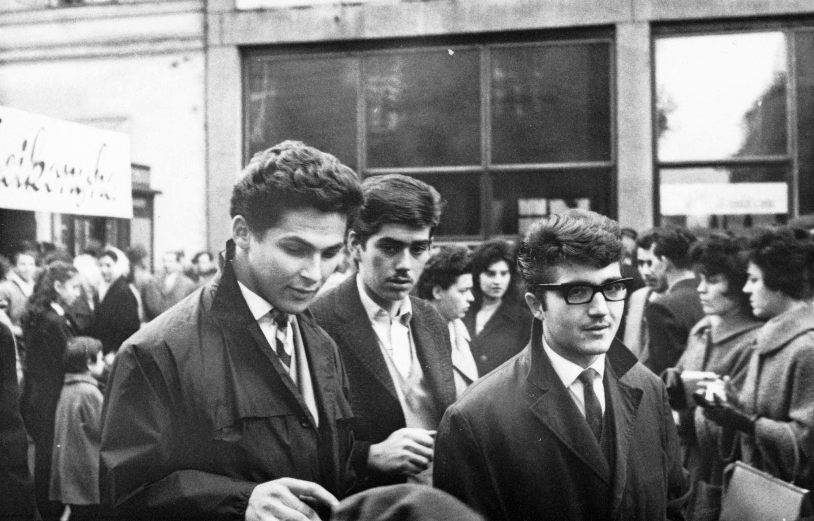 1962, Bencseky Mátyás, ballonkabát, fiúk, Fortepan #235268