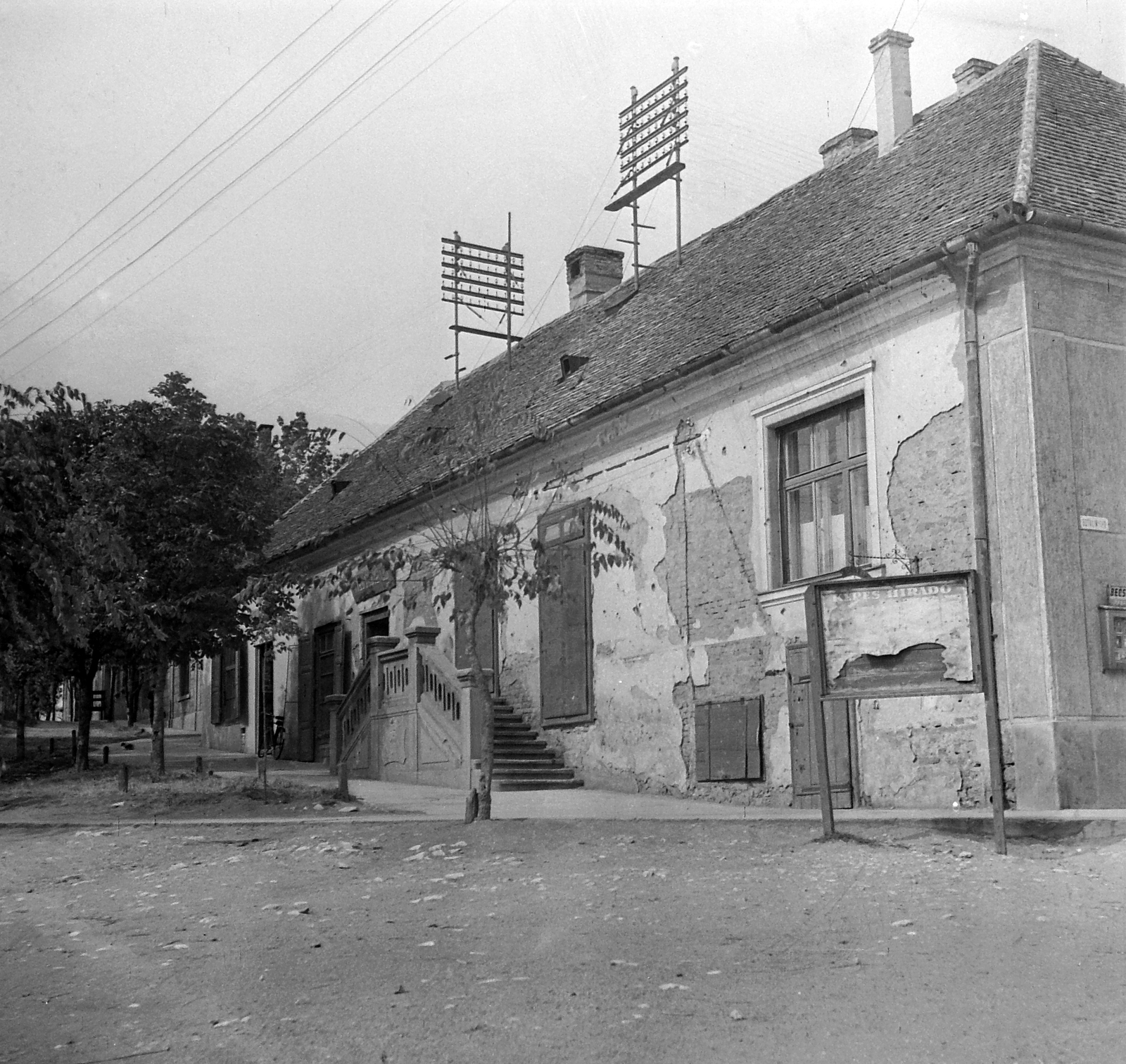 Hungary, Mór, Köztársaság tér., 1953, Építész, stairs, Fortepan #23539
