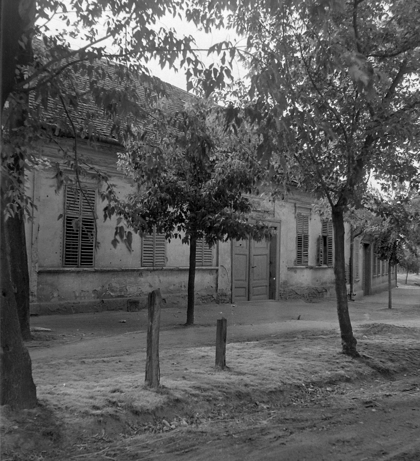 Magyarország, Mór, Erzsébet tér 4., 1953, Építész, utcakép, földút, zsalugáter, Fortepan #23542