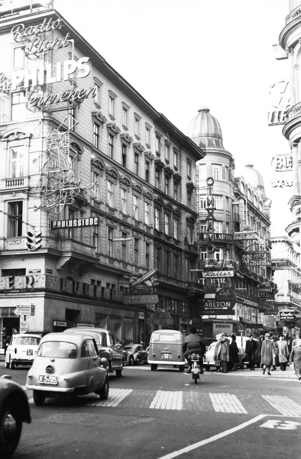 Austria, Vienna, Kärntner Strasse az Opera mellett., 1960, Kenderessy Tibor, Fortepan #235544