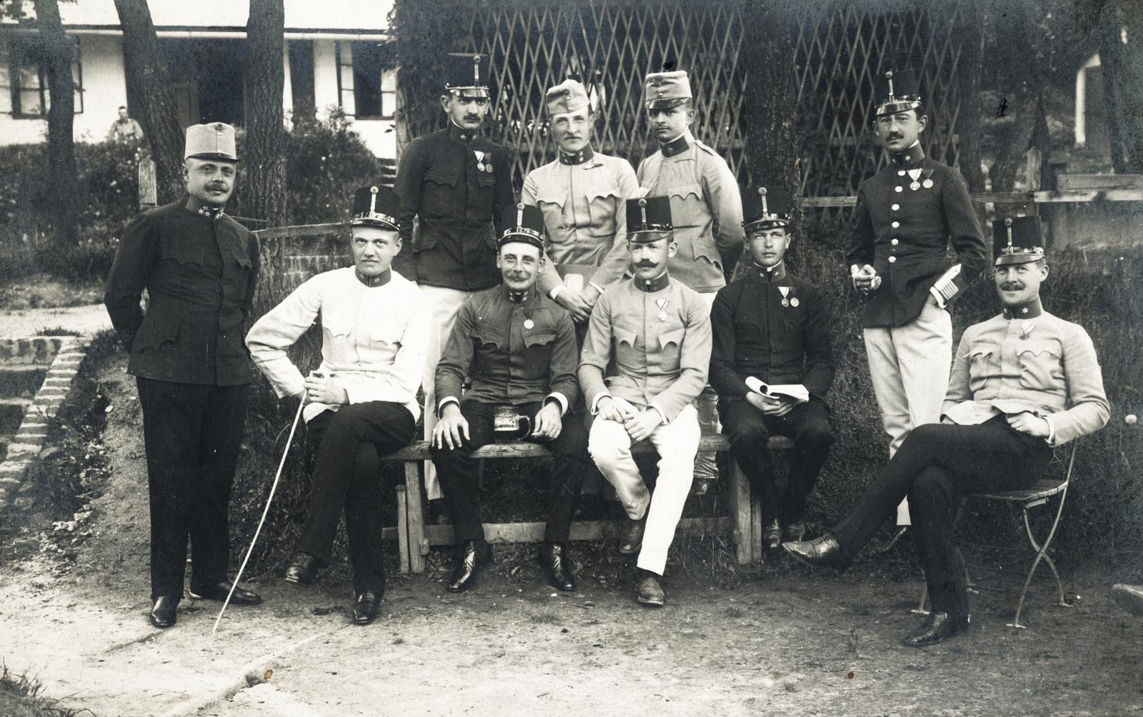 1918, Kenderessy Tibor, tiszt, kitüntetés, katona, csoportkép, Fortepan #235583