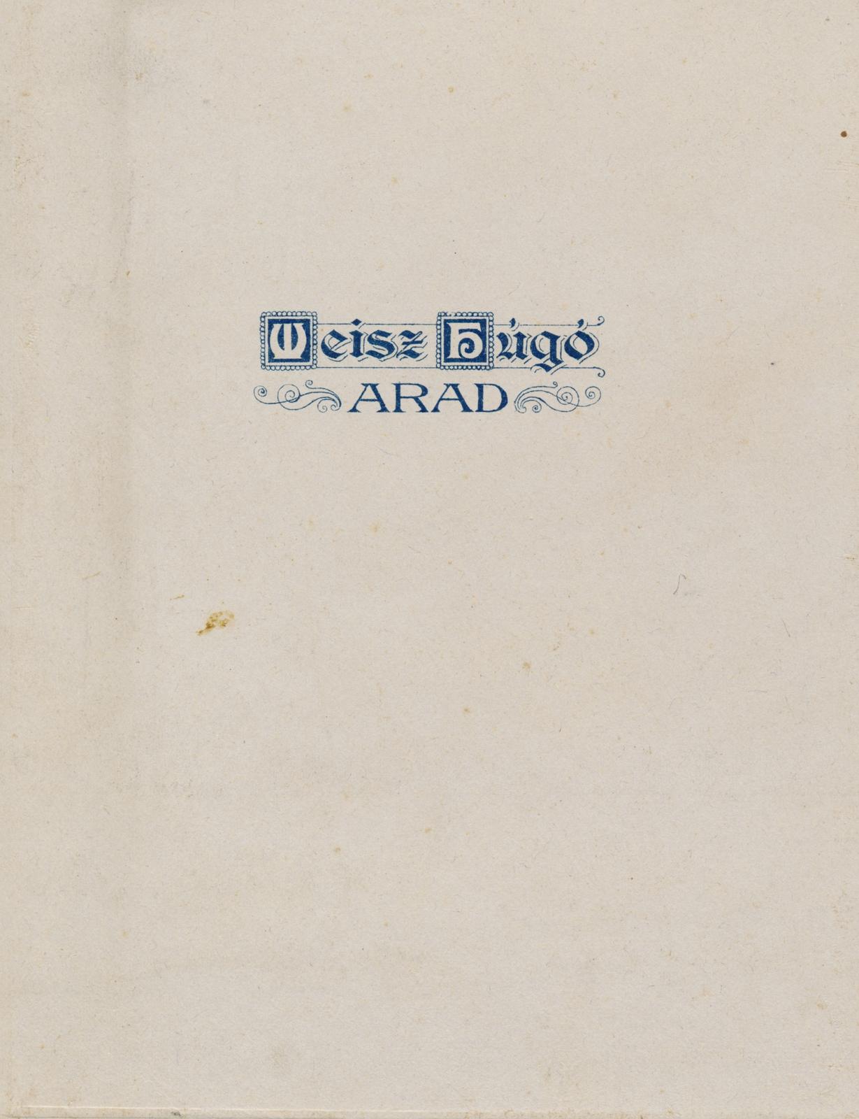 Romania,Transylvania, Arad, Weisz Hugó fényképész., 1907, Kenderessy Tibor, verso, Fortepan #235672